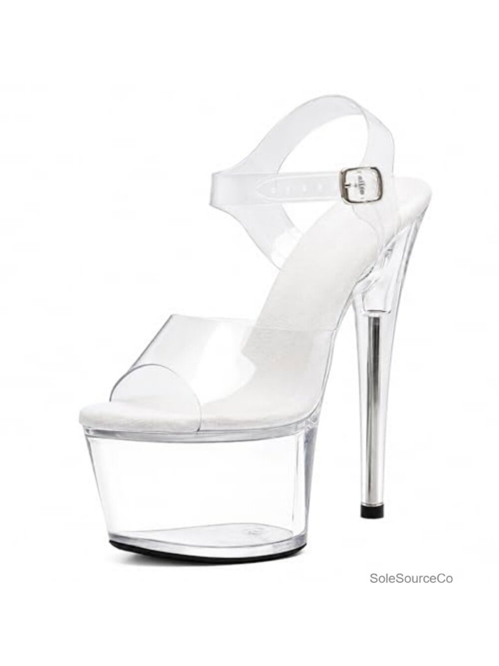 Clear Platform Heels 7" Stiletto Ankle-Strap Women's Exotic Dance Shoes